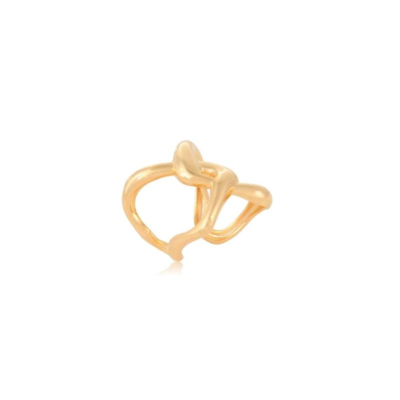 Anel Orgânico Folheado a Ouro 18K: Design Fluido Natural, Elegância Autêntica