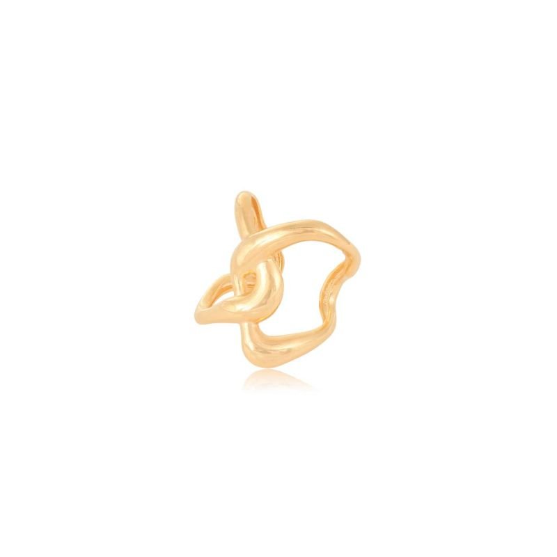 Anel Orgânico Folheado a Ouro 18K: Design Fluido Natural, Elegância Autêntica