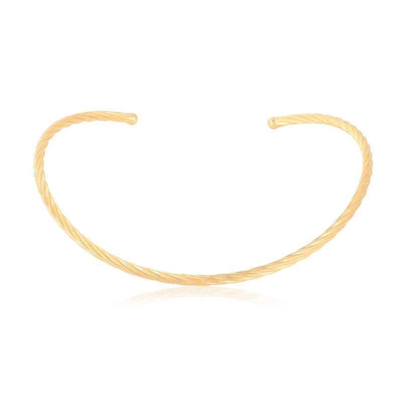 Aro Rígido Folheado a Ouro Torcido Pelizari, Design Elegante para Joias Versáteis
