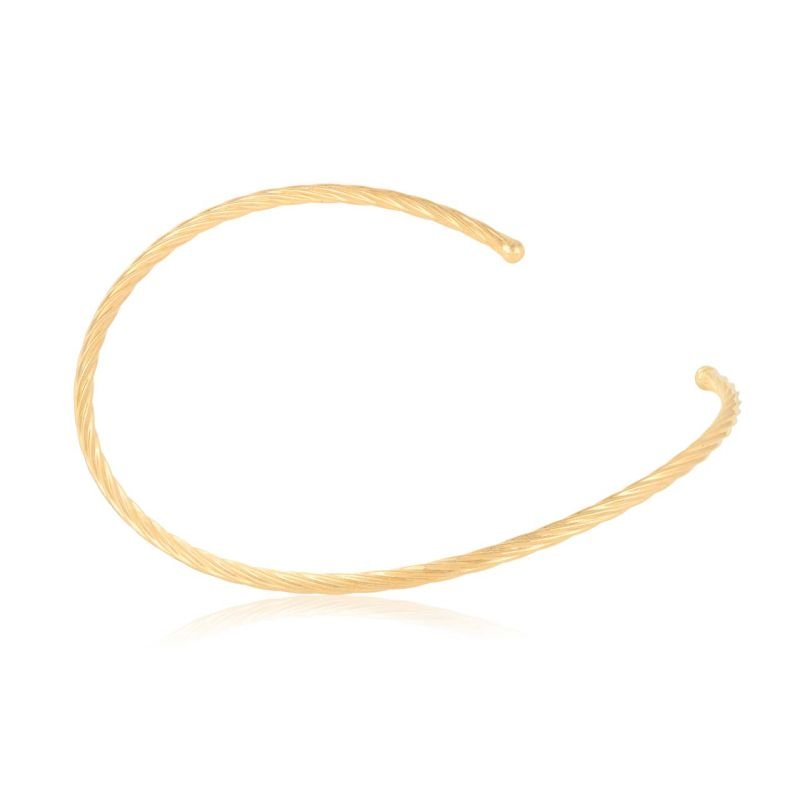 Aro Rígido Folheado a Ouro Torcido Pelizari, Design Elegante para Joias Versáteis