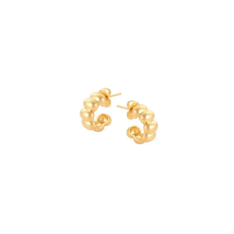 Brinco Argola Gomo Acetinado Folheado a Ouro 18k Elegante Joia Feminina Dourada