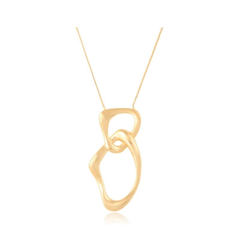 Colar Elos Ovais Folheado a Ouro 18K Design Moderno Confortável Elegante Feminino