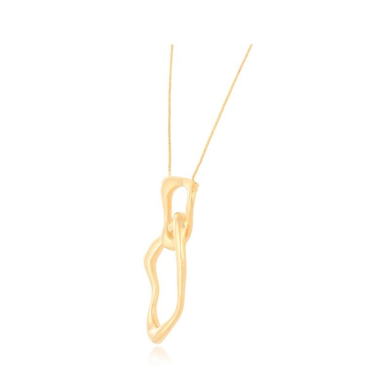 Colar Elos Ovais Folheado a Ouro 18K Design Moderno Confortável Elegante Feminino