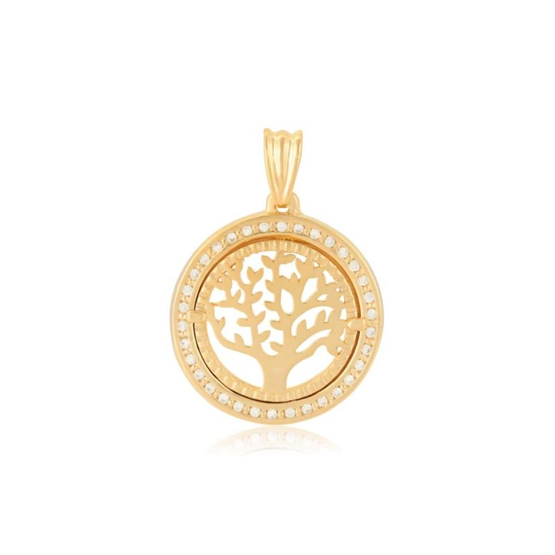 Pingente Árvore da Vida Folheado Ouro Zircônias Cravejadas Elegante Antialérgico