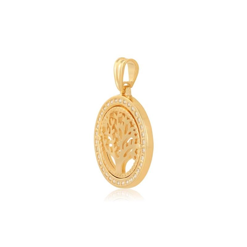 Pingente Árvore da Vida Folheado Ouro Zircônias Cravejadas Elegante Antialérgico